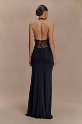 Bonnie Slinky And Lace Maxi Dress - Black